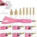 Hotfix Rhinestone Applicator, 7 in 1 Professional Iron-on DIY Hot Fix Tool Rhinestone Setter Applicator Wand Crystal Gem Tool Kit with 7 Different Sizes Tips, Support Stand (Pink)