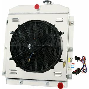 ALLOYWORKS Aluminum Radiator + Fan Shroud + Relay Kit for 1947-1954 52 Chevy Truck 3100/3600/3800/3900 Pickup(3 Row, Downflow Radiators)