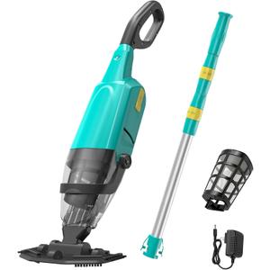 Cordless Rechargeable Pool Vacuum for Inground Pools, Handheld Pool Cleaner for Above Ground Pool, Spas and Hot Tubs, Long Lasting, Ideal for Dirt (Green)
