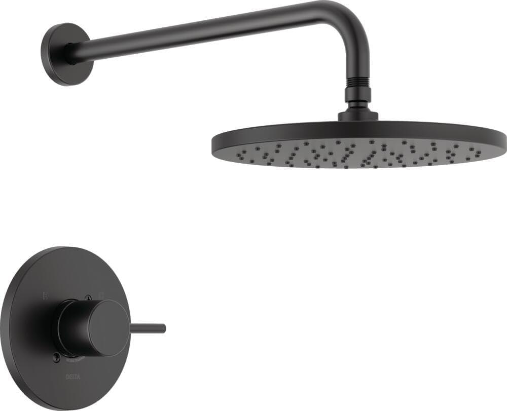 Delta Modern 14 Series Round Rain Shower Faucet Set, Matte Black Shower Head and Handle Set, Valve Trim Kit, Matte Black T14269-BL-PP (Valve Not Included) Delta Modern 14 Series Round Rain Shower Faucet Set, Matte Black Shower Head and Handle Set, Valve Trim Kit, Matte Black T14269-BL-PP (Valve Not Included)
