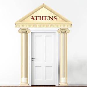 3PCS Greek Party Porch Banner Roman Pillar Door Decoration Ancient Greek-Column Sign Photo Backdrop Hanging Supplies for Wedding Birthday Medieval Renaissance Photos Booth Home Indoor Outdoor Decor