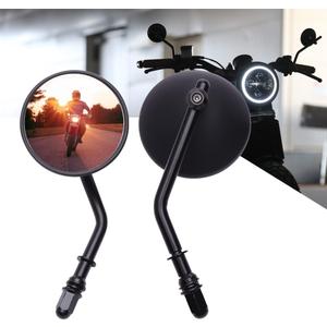 DREAMIZER 3" Motorcycle Handlebar Mirrors Black Round Rear View Side Mirrors Universal 8mm 10mm Compatible with Sportster 883 1200 Softail Dyna ATV Street Sport Bike Cruiser Chopper Bobber Scooter