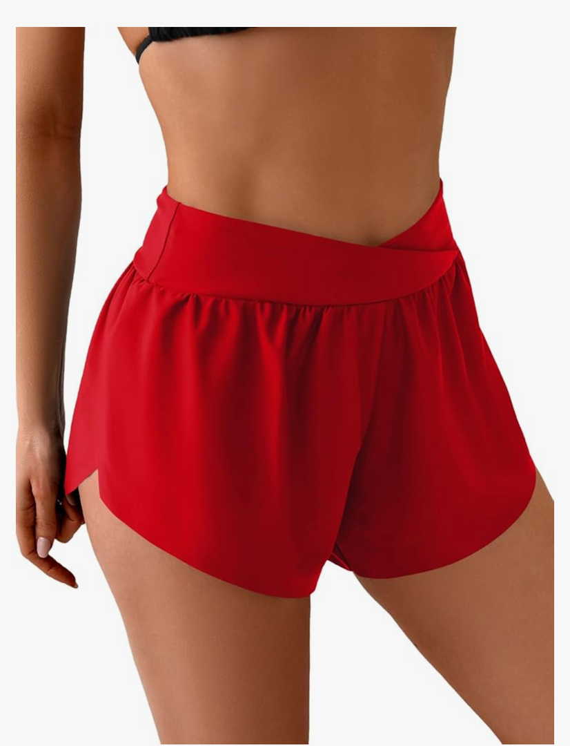 Eomenie Women's Swim Board Shorts High Waisted Bathing Suit Bottom Flowy Swim Trunks Swimsuit Bottom with Built-in Brief, XL