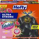 Hefty Ultra Strong 30 Gallon Trash Bags, Large Trash Bags, Multipurpose, Break Resistant Drawstring Closure, Resists Leaks, Punctures, and Tears, Black, Fabuloso Watermelon Scent, 50 Bags (50 Count (Pack of 1))