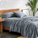 Bare Home Split Head Flex King Sheet Set - 1800 Ultra-Soft Microfiber Bed Sheets - Double Brushed - Deep Pockets - Easy Fit - 4 Piece Set - Bedding Sheets & Pillowcases (Steel Blue)
