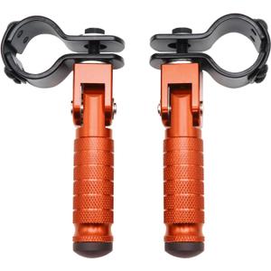 M8 Motorcycle Foot Rests Fit 1.22-1.29in Motorbike Brackets Foldable Foot Pegs Front Footpeg Rear Footpeg Anti-Skid Rearsets Folded Footrest 90 Degree Fixed Folding Passenger Pedal Supports (Orange)