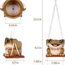 GUGUGO Swing Frog Planters, Cute Hanging Pot for Indoor Plants, Small Plant Pots with Drainage Hole, Unique Decorative Succulent Planters for Home Decor, Funky Funny Wall Decor Gardening Gift, Brown