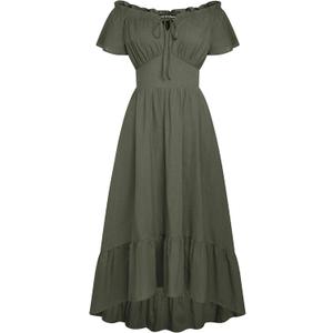 Scarlet Darkness Renaissance Dress for Women 2026 Summer Spring Cotton Off The Shoulder Boho Midi Dresses (Green, XXL)