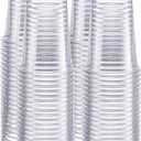 GUSTO [10 oz. - 100 Pack Crystal PET Clear Plastic Cups for Party - Ideal for Cold Beverages, Smoothies, and Parties