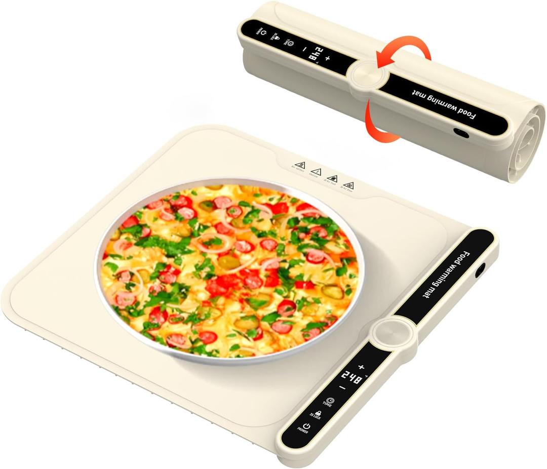 Small Warming Mat for Food Portable Rolled-up Silicone Food Warmers for Parties,Buffet,Countertop Electric Food Warming Mat 9-Level Precise Temp Control Keep Warming Last 18 Hours