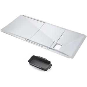 Uniflasy Universal Grease Tray with Catch Pan fits Nexgrill, Charbroil, Dynaglo, Kenmore, BHG, Grill Master, Backyard, Uniflame, Expert Gas Grill, Adjustable Drip Pan for 3/4/5 Burner Gas Grill 23.6"to 31.6" (Two Sections Adjustment)