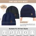 2 x Winter Beanies Hats for Men Women, 2-Pack Soft Fleece Lined Beanie, Insulated Ski Stocking Cap for Cold Weather