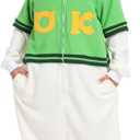 LABULA Unisex Adult Onesie Animal Pajamas Halloween Cosplay Sleepwear (Small, 97whitegreen)