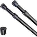 2pcs Adjustable Tension Curtain Rod, 28 to 43 Inches Spring Rods Closet Rod Cupboard Bars Spring Loaded Curtain Rods Tensions Rod For Windows,Kitchen, Bathroom,Cupboard,Wardrobe (Black)
