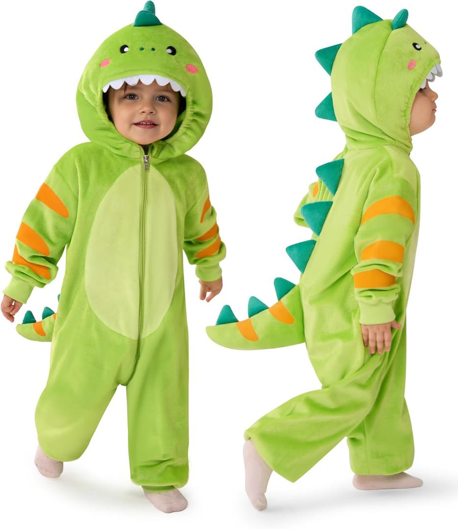 Spooktacular Creations Halloween Dinosaur Costume, Dragon Zip-up Hooded Jumpsuit for Halloween Costume Cosplay Themed Parties (18-24 Months)
