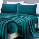 Chezmoi Collection Extra Soft Fleece Sheet Set King, Microplush NonPilling Velvety Bed Sheet, Deep Pocket  Lightweight All Season Warmth, King, Teal