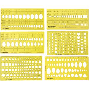 Traceease Jewelry Designing Template Drafting Tools Gemstone Multi,Size Jewellery Stencil- Pack of 6 Pieces