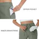 M MAELREG Womens Golf Pants with Zipper Pockets Stretch Quick Dry Casual Work Active Ankle Travel Pants for Women Olive Green (L)