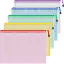 Koogel 5PCS Mesh Zipper Pouches, Zipper File Bags Poly Zip Envelopes Waterproof Puzzle Bags for A4 Paper Travel Office School Cosmetics