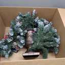 4FT Artificial Potted Christmas Tree with Lights, Pre-lit Mini Christmas Tree with 50 LED Lights, Small Fake Spruce Tree with 140 Branch Tips, Pine Cones&Red Berries, Battery Operated (Green)