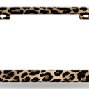 Leopard License Plate Frame Cheetah Leopard Brown License Plate Stainless Steel Funny License Plate Holder Animal Car Accessories with Screws Car Decoration 12.3" x 6.3" Fits Standard Vehicles Size