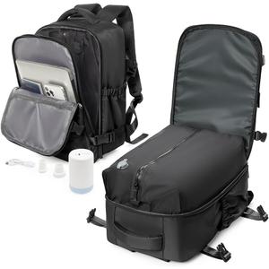 winspansy Small Travel Backpack Storage Vacuum Compression Bags with Pump for Travel Storage Carry on Business Day Vacpack Backpack for Women Men with Vacuum College Bag Black (42*29*15CM)