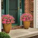 ATTGREAT Artificial Flowers Outdoors Faux Plants UV Resistant Fake Flowers Daisy Plastic Greenery Plnats Outside for Garden Planter Patio Porch Spring Summer Home Home Decor, 24 Bundles (Rose Red)