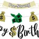 Dollar Theme Happy Birthday Banner Money Dollar Bill Signs Bunting Decor, Birthday Party Decoration Supplie
