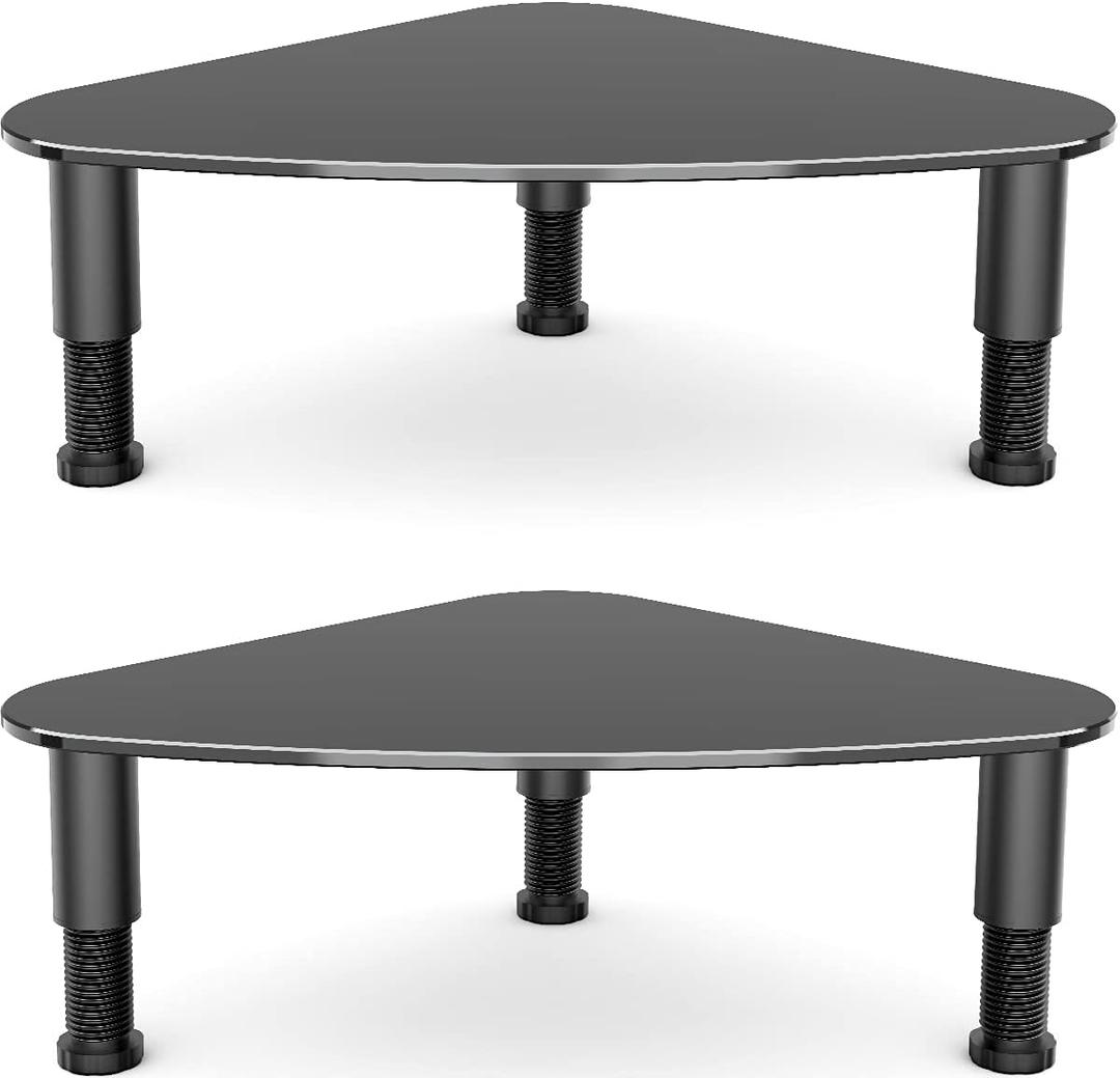 Hemudu 2 Pack Computer Monitor Riser | Triangle Save Space Desktop Corner Stand for Computer Monitor & Laptop Black HD01B-203