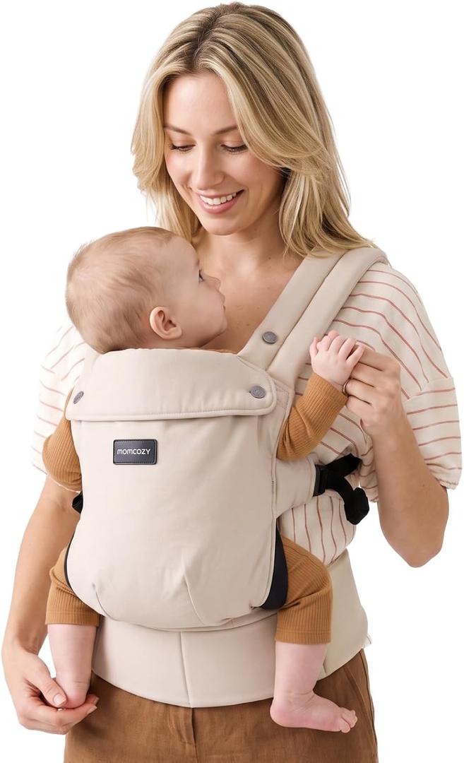 Momcozy PureHug Baby Carrier - Ergonomic, Cozy and Lightweight for 7-45 lbs
Easy to Put On, IHDI Hip-Healthy, 3D EVA Lumbar Support, X-Straps for Even Weight Distribution, 100% Cotton, Khaki