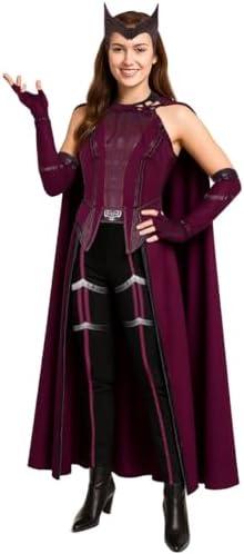 AMNPOLEN Women’s Cosplay Costume Red Cloak Top Pants Full Set Adults Halloween Party Fancy Dress Up Outfits XXL