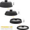 Microwave Splatter Cover Glass Cover Splatter Guard Lid with Collapsible Silicone for Food Cover Plate Cover 10.8 inch 2 Pack Black