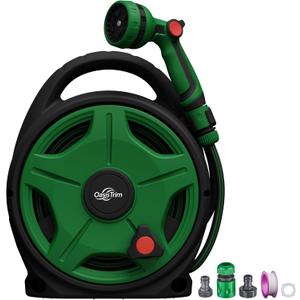 1/2" x 50FT Retractable Garden Hose ReelWith 10 Patterns Spray NozzlePortable Heavy Duty Garden Hose Holder for Garden WateringCar & Patio WashingPet CleaningGreen