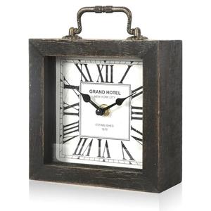 BITALYE Retro Desk Clock, Vintage Table Mantel Clock, Wooden Table Clock for Living Room, Bedroom, Shelf Decoration, Farmhouse Decor (Black Color)