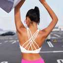 RUNNING GIRL Sports Bras for Women Medium Support, Criss-Cross Strappy Sports Bra Workout Yoga Bra with Removable Cups (XL, White)