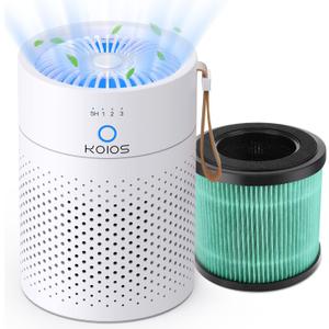 Air Purifier for Bedroom, KOIOS H13 True HEPA Filter Air Purifiers for Desktop Office Car Pets with USB Cable, Small Air Cleaner, Night Light, Timer, Remove 99.97% Smoke, Dust, Odors, Allergies, VOCs