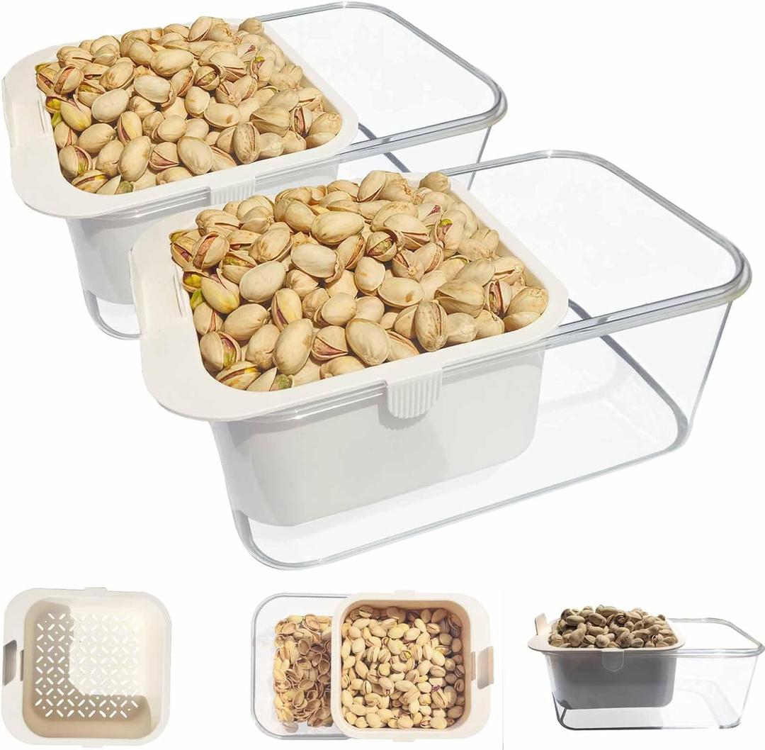 Multi-functional Drain Basket Fruit Cleaning Bowl with Strainer Container, Kitchen Sink Food Catcher Drainer Fruit Rinser Bowl (2, White)