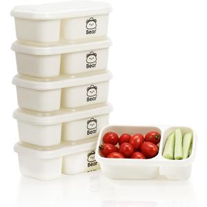 6 Pack Reusable Snack Containers with Lids, 2-Compartment Snackle box, Reusable Snack Packs Container for Meal Prep, Food Storage On-the-Go Snacking for Picnic, Work, Travel