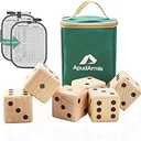 ApudArmis Giant Wooden Yard Dice, 3.5 In. Big Dice Lawn Game Set with Scoreboard & Carrying Bag - Large Pine Wooden 6 Dice Backyard Game for Kids Adults Family