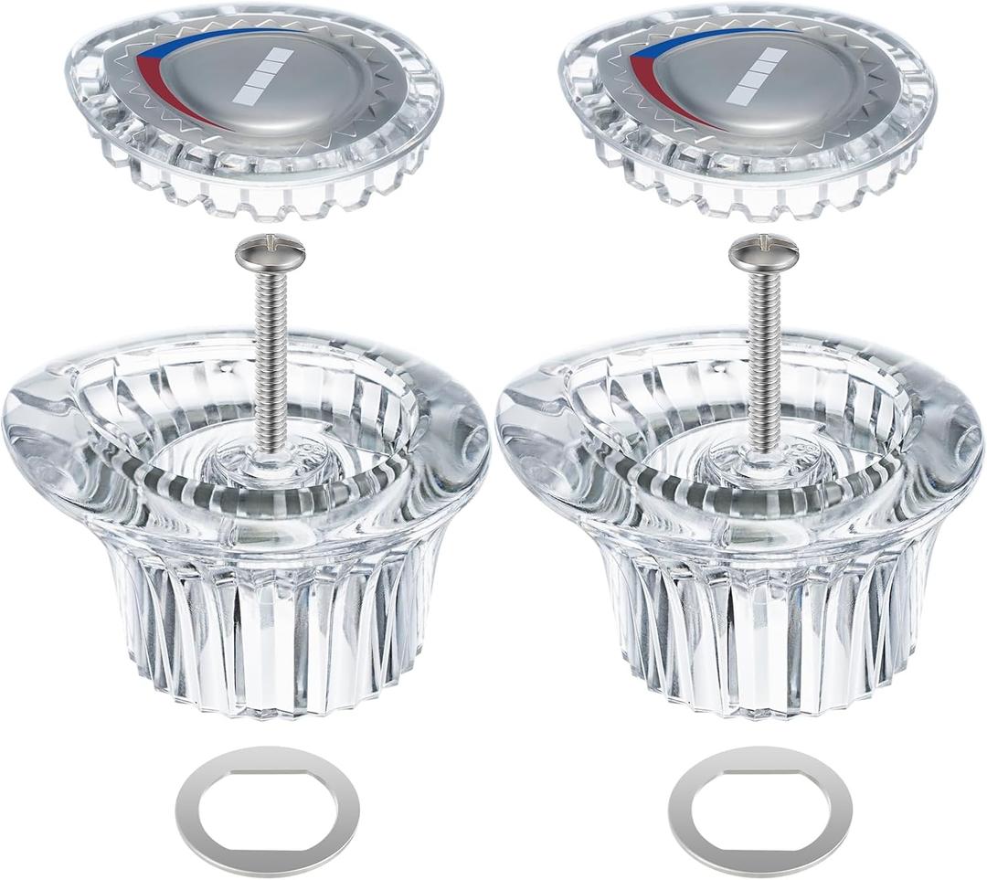 Enhon 2 Pack Shower Knob Handle Kit Compatible with Moen 96797 Chateau Collection, Replacement Faucet Handle Kit for Bathroom Tub and Shower, Include Screws, Chrome Knob Insert