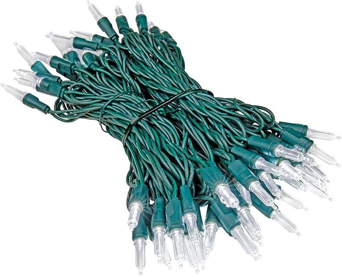Novelty Lights Vintage Style T5 Pure White LED Christmas Lights, 35 Feet Green Wire String of 70 Mini Bulbs, UL Listed Indoor/Outdoor Tree Lighting