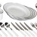 Stansport 24-Piece Enamel Camping Tableware Set (White)