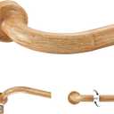 Light Wood Grain Disc Curtain Rods, 28-48 Inches Window Curtain Rod,Adjustable Room Darkening Drapery Rod with Aluminum Finials and Brackets,Wrap Around Design