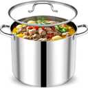 P&P CHEF 20 QT Stock Pot with Lid, Stainless Steel Large Cooking Pot, Soup Canning Stockpot for Stewing Simmering, Tri-ply Bottom for All Stoves, Heavy-Duty &Dishwasher Safe & Food-Grade, 20 Quarts