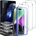 TZGZT [True 9H+ Shatterproof] 3 Pack for iPhone 14 Screen Protector Tempered Glass Film, with 3 Pack Camera Lens Protector Accessories, Phone Case Friendly, with Alignment Frame, Ultra HD