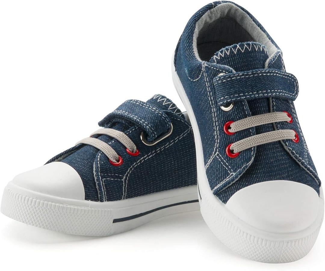 K KomForme Toddler Shoes Boys Girls Canvas Sneakers Size 4-13 (8 Toddler, B-light Denim)