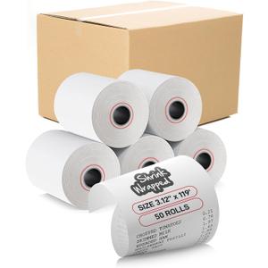 50 Rolls 3 1/8" x 119' Thermal Receipt Paper Rolls | BPA Free | Compatible Paper for Clover Station, Epson POS Printers & Cash Registers