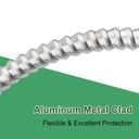 50ft 8/3 Metal Clad (MC) Cable with Ground, 8 Gauge Electric Wire with Aluminum Armor, Solid Bare Copper Conductors for Indoor Outdoor Underground Embedded Installation (8/3, 50 ft)