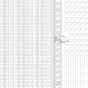 12 Pcs 36 Inch Metal Mortise Mount Pilaster Shelf Brackets and 72 Pcs Shelf Clips for Wall Shelving System Closet Organization Storage (White)