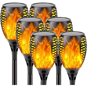 Upgraded Solar Lights Outdoor, 6 Pack Flickering Flame Solar Torch Lights with Super Larger Size for Outdoor Decor, Solar Garden Lights Waterproof Solar Flame Outdoor Lights for Patio Yard Pathway